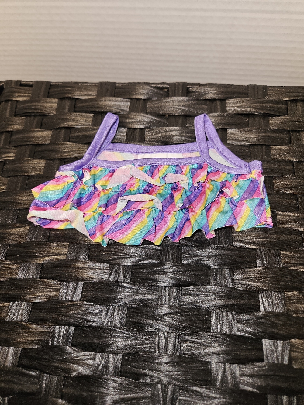 Build-A-Bear Purple Rainbow Stripe Ruffle Top